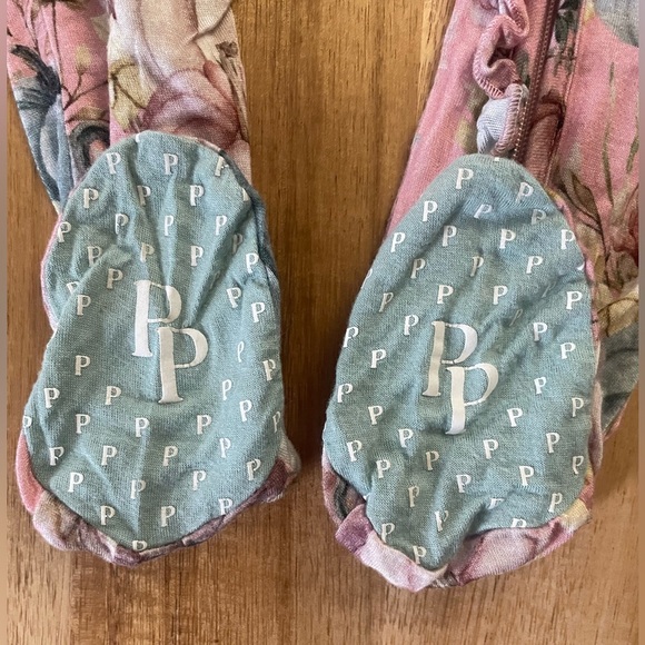 Posh Peanut Pink Floral Pumpkin Zip Bamboo Footie, 9-12m - Picture 3 of 5